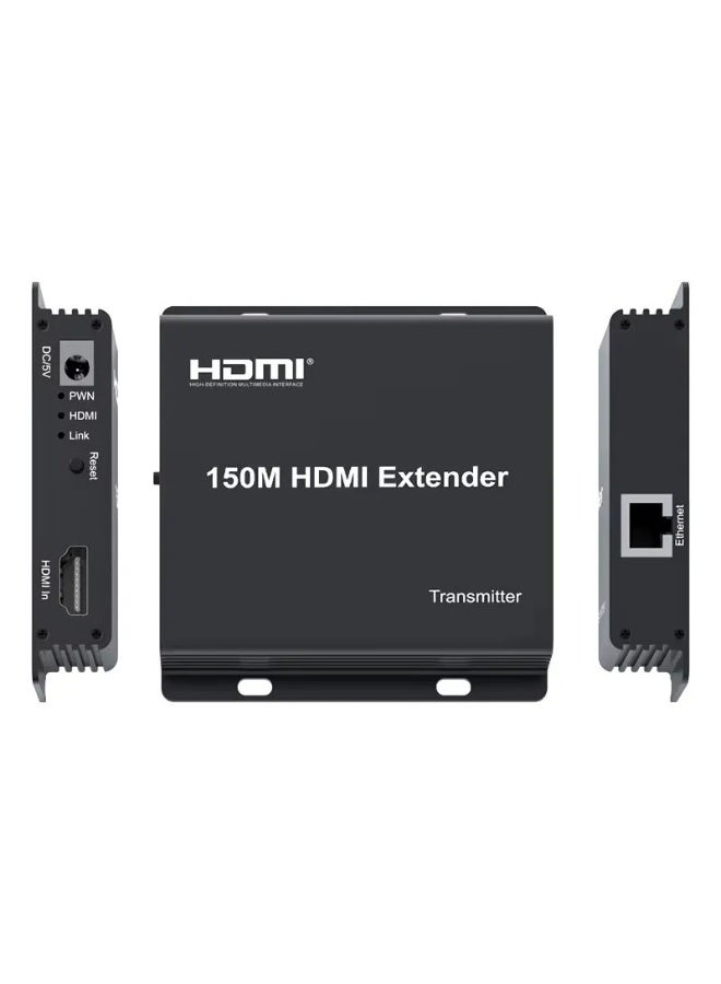 اتش دي ام اي موسع إشارة HDMI بمدى 150 مترًا عبر كابل LAN من نوع CAT5E/6، ينقل إشارة HDMI عالية السرعة حتى 150 مترًا، يدعم دقة 4K بمعدل 30 هرتز، سهل الاستخدام، يدعم تقنية HDMI عبر الإيثرنت لأجهزة الكمبيوتر والتلفزيون وأجهزة العرض، وللاستخدام المنزلي والمكتبي. - Image 2