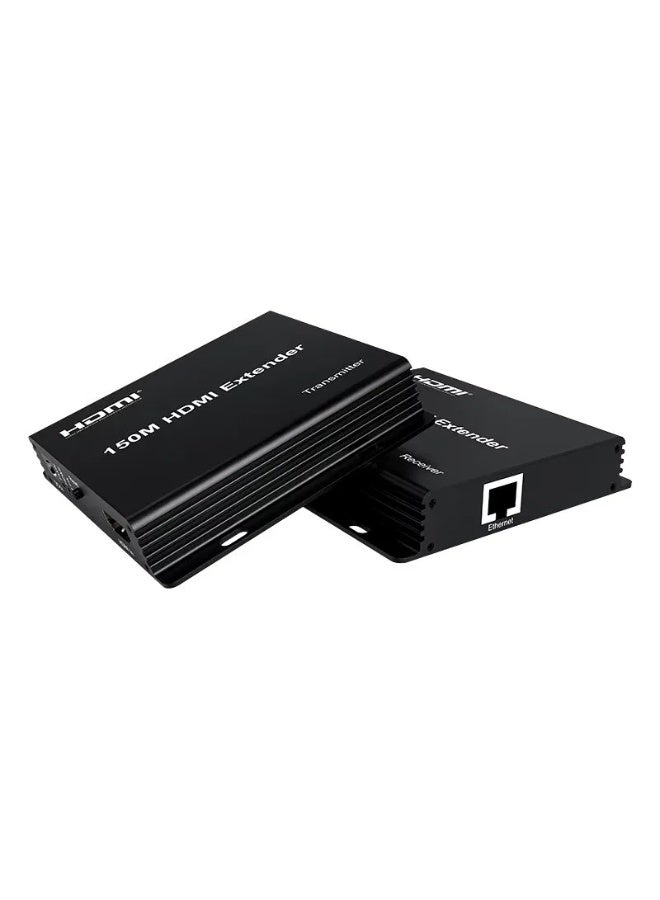 اتش دي ام اي موسع إشارة HDMI بمدى 150 مترًا عبر كابل LAN من نوع CAT5E/6، ينقل إشارة HDMI عالية السرعة حتى 150 مترًا، يدعم دقة 4K بمعدل 30 هرتز، سهل الاستخدام، يدعم تقنية HDMI عبر الإيثرنت لأجهزة الكمبيوتر والتلفزيون وأجهزة العرض، وللاستخدام المنزلي والمكتبي. - Image 1