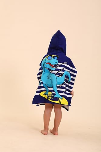 TEHALK Dinosaur Hooded Towels for Kids/Toddler/Boys/Girls, Poncho Beach Towels for Pool/Swimming, Towel Robes/Wearable Towel for Kids 2-10 - Image 4