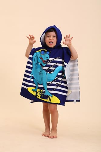 TEHALK Dinosaur Hooded Towels for Kids/Toddler/Boys/Girls, Poncho Beach Towels for Pool/Swimming, Towel Robes/Wearable Towel for Kids 2-10 - Image 2