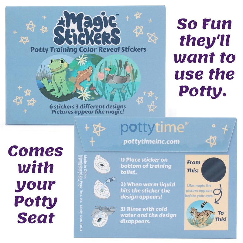 Potty Time New  Potty Training Seat by Potty Watch Inventor  Easy  Fun Toilet with Interactive 6 Reusable Color Changing Magic Stickers  Easy to Peel Stickers for Kids  Pond Blue - Image 5