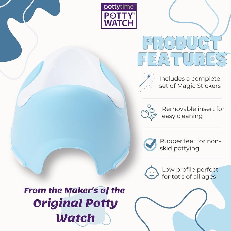 Potty Time New  Potty Training Seat by Potty Watch Inventor  Easy  Fun Toilet with Interactive 6 Reusable Color Changing Magic Stickers  Easy to Peel Stickers for Kids  Pond Blue - Image 4