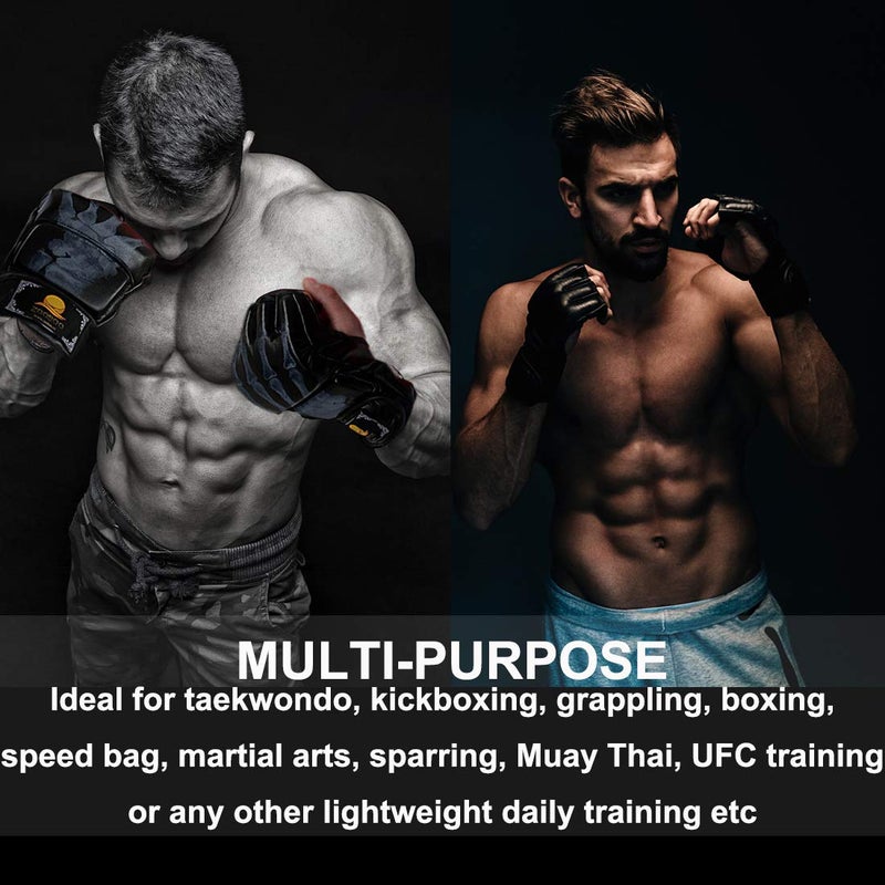 ZooBoo MMA Gloves, Half-Finger Boxing Fight Gloves MMA Mitts with Adjustable Wrist Band for Sanda Sparring Punching Bag Training - Image 5