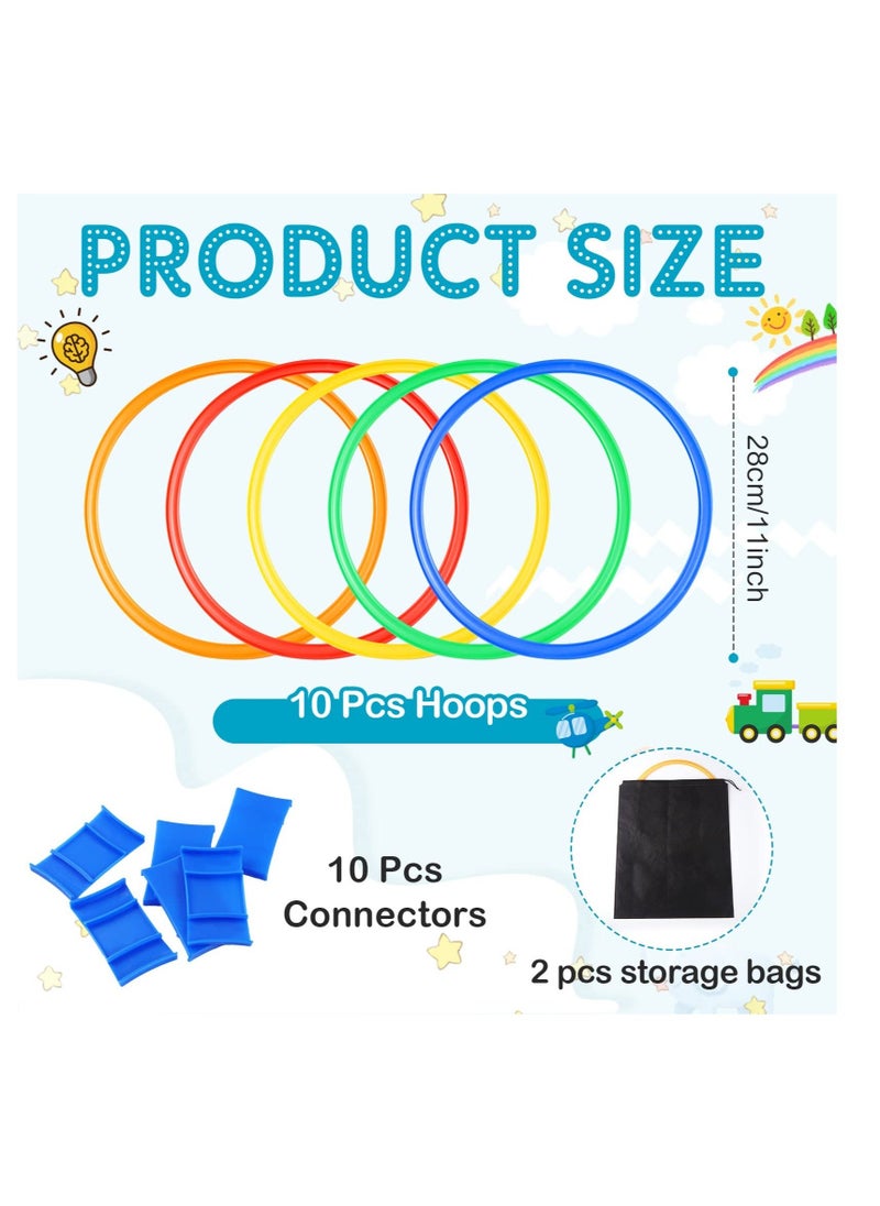 Hopscotch Squares Set - Hopscotch Ring Game with Hoops Squares Connectors Outdoor Indoor Obstacle Course,Balance and Agility Training for Kids and Adults(Hoop, 11 Inch)  - Image 4
