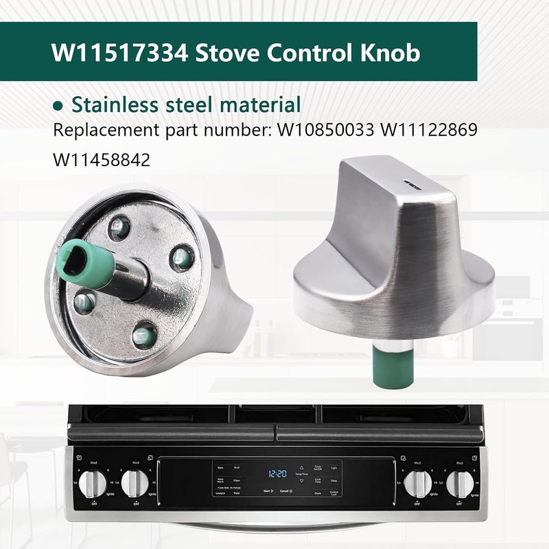 مقابض المواقد W11517334 مناسبة لأجزاء مواقد الغاز من شركة Whirlpool، وتتوافق مع مقابض التحكم في الطهي W10850033 وW11122869 وW11458842 الخاصة بشركة Whirlpool. - Image 4