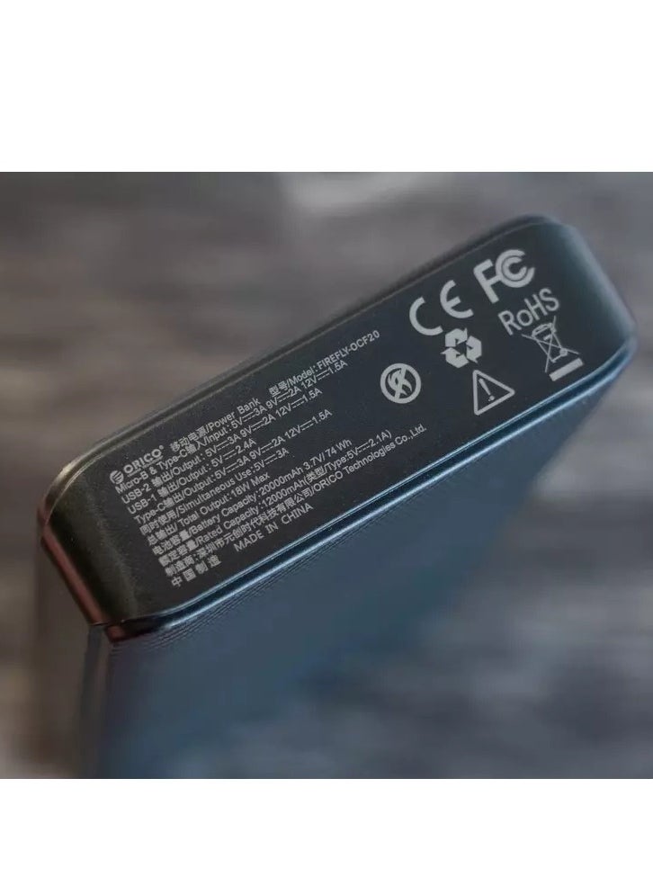 Orico - OCF20 18W 20000mAh USB-A & Type-C & Micro B Smart Power Bank - Image 1