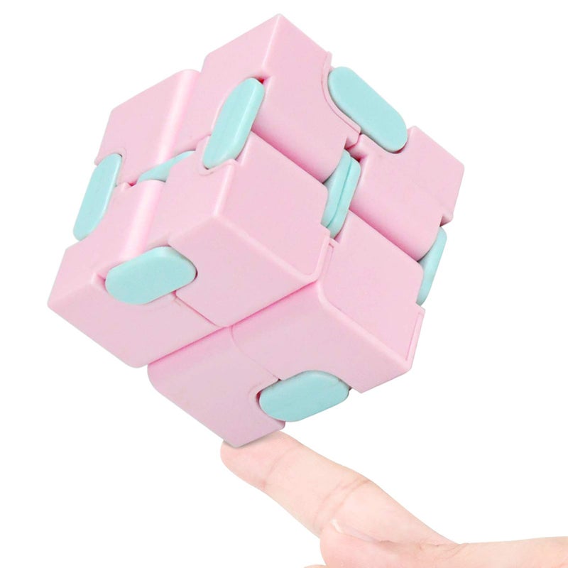 WUQID Infinitycube Fidget Toy Stress Relieving Fidgeting Game for Kids and Adults,Cute Pocket-Sized Unique Gadget for Anxiety Relief and Kill Time (Macaron Pink) - Image 1