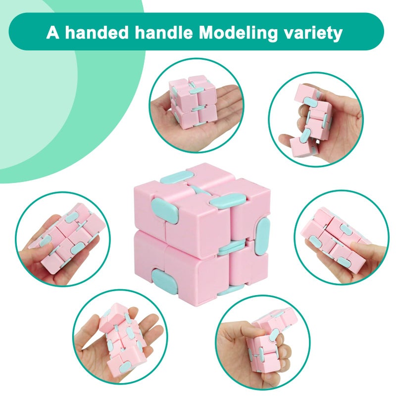 WUQID Infinitycube Fidget Toy Stress Relieving Fidgeting Game for Kids and Adults,Cute Pocket-Sized Unique Gadget for Anxiety Relief and Kill Time (Macaron Pink) - Image 2