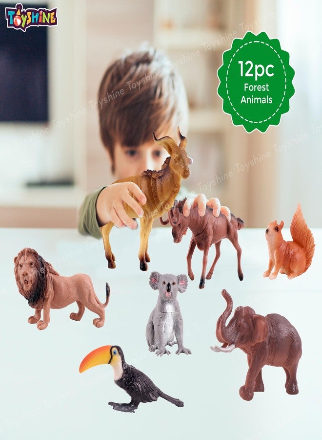 Toyshine 12pc Jumbo Wild Forest Animals Woodland Creatures Figurines Miniature Toys Learning Educational Playset for Kids Toddlers 3+, Model B - Image 2