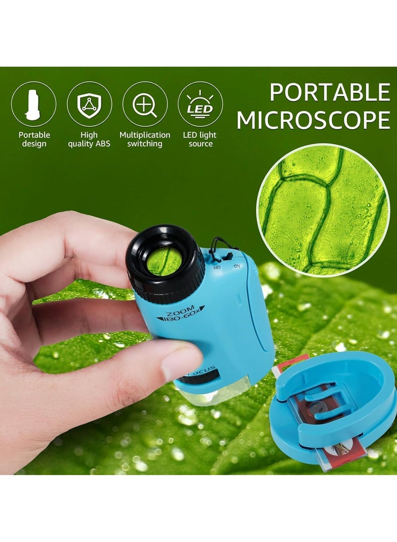 Portable Microscope for Kids, Handheld Miniscope for Kids, Mini Labsters Portable Microscope for Kids Ages 8-12, Pocket Microscope 60x-180x, for STEM Educational Toy, Scientific Experiment - Image 2