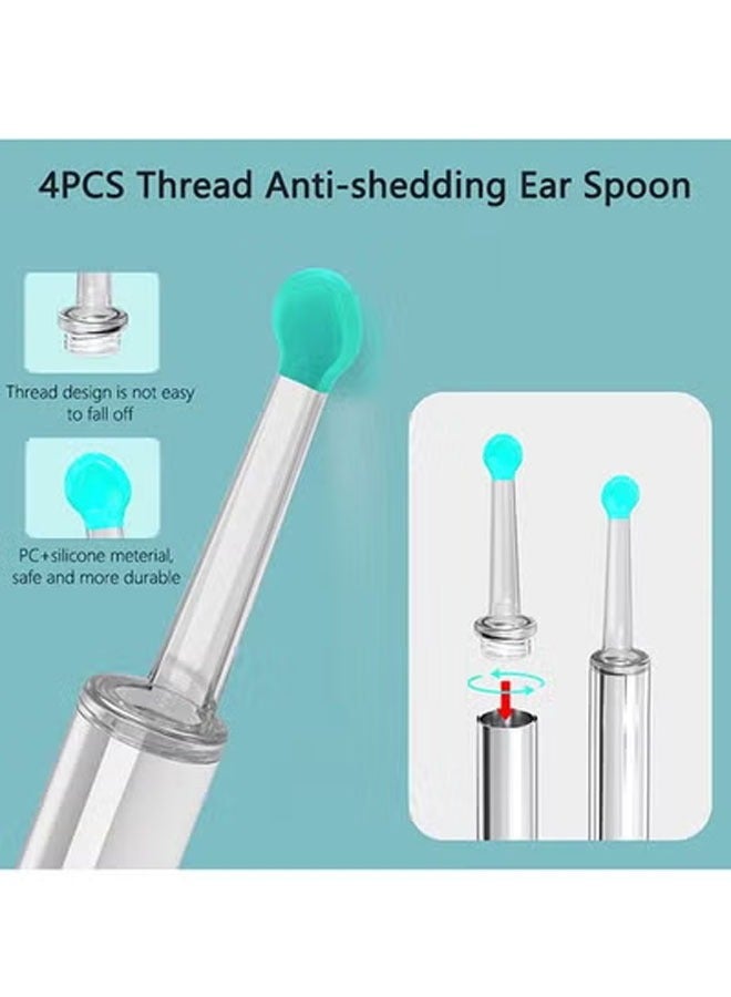 Bukela Ear Wax Removal, Wi-Fi Visible Wax Elimination Spoon with 4 Soft Silicone Ear Scoops and 8 black ear spoons, Wireless Ear Endoscope 1296P HD with LED Light for iPhone, iPad, Android Phones (White)  - Image 2