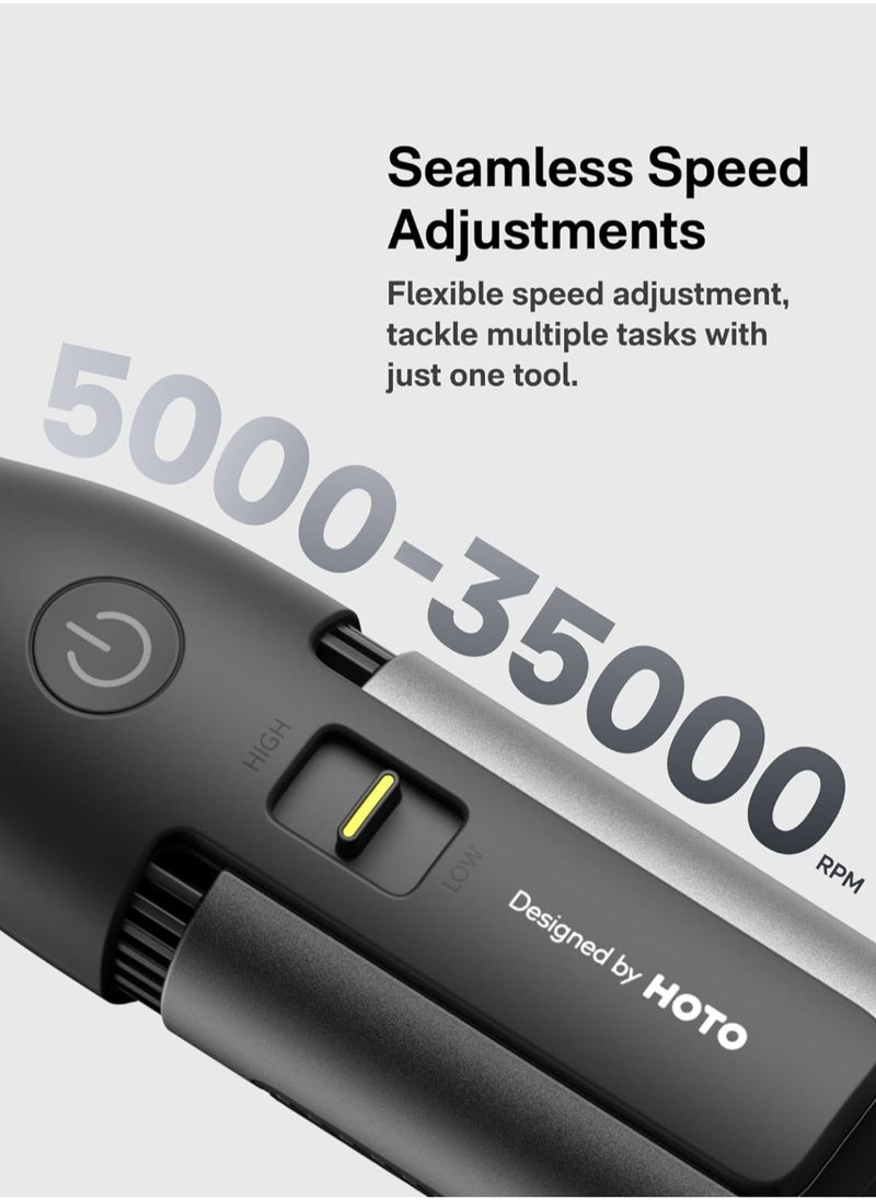 HOTO Electric Grinder – HOTO 12V Multi-Speed Rotary Tool, 35,000 RPM, Ergonomic & Lightweight Design for DIY & Home Projects – Gray – QWLDM002  - Image 3