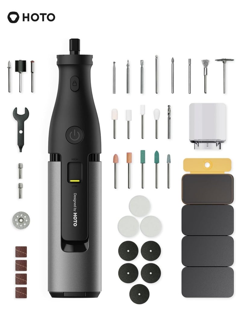 HOTO Electric Grinder – HOTO 12V Multi-Speed Rotary Tool, 35,000 RPM, Ergonomic & Lightweight Design for DIY & Home Projects – Gray – QWLDM002  - Image 3