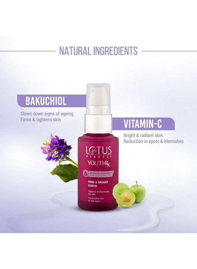 LOTUS HERBALS Youthrx Firm & Bright Face Serum | Bakuchiol Retinol & Vitamin C | Anti Ageing & Brightening | 30Ml  - Image 2