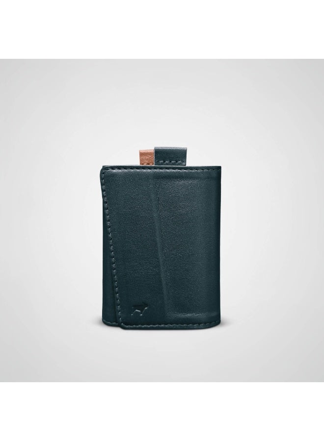 The Frenchie Co. Speed Wallet Mini | RFID Blocking, Ultra-Compact Minimalist Wallet Holds Up to 12 Cards & Cash, Italian Full-Grain Leather, Magnetic Closure, Quick-Access Card Holder with Pull Tab, Handcrafted Gift for Men & Women (Green-Tan) - Image 2