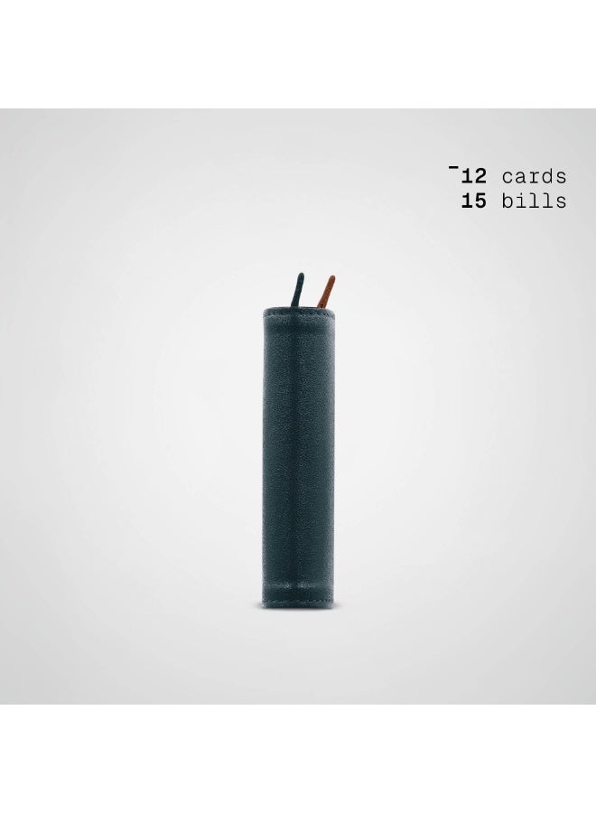 The Frenchie Co. Speed Wallet Mini | RFID Blocking, Ultra-Compact Minimalist Wallet Holds Up to 12 Cards & Cash, Italian Full-Grain Leather, Magnetic Closure, Quick-Access Card Holder with Pull Tab, Handcrafted Gift for Men & Women (Green-Tan) - Image 3