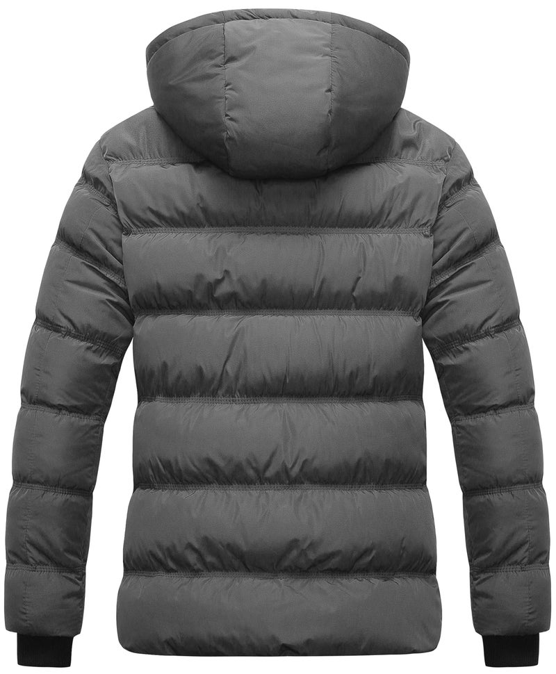 CREATMO US Womens Coats Woman Coat Casual Warm Puffer Jacket With Hood Women's Winter Quilted Plus Size Snow Jackets And Zipper Grey 2XL - Image 2