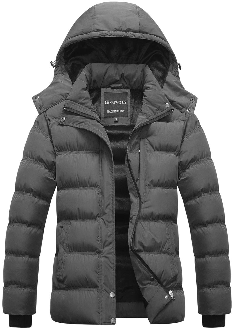 CREATMO US Womens Coats Woman Coat Casual Warm Puffer Jacket With Hood Women's Winter Quilted Plus Size Snow Jackets And Zipper Grey 2XL - Image 1