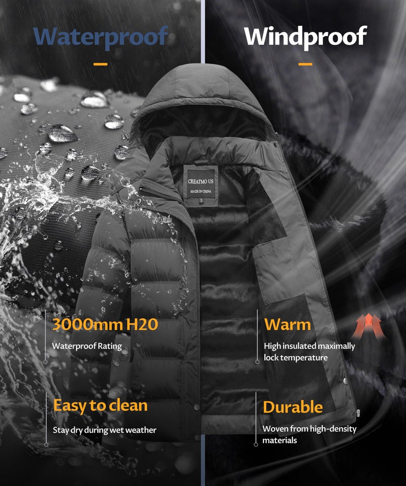 CREATMO US Womens Coats Woman Coat Casual Warm Puffer Jacket With Hood Women's Winter Quilted Plus Size Snow Jackets And Zipper Grey 2XL - Image 5