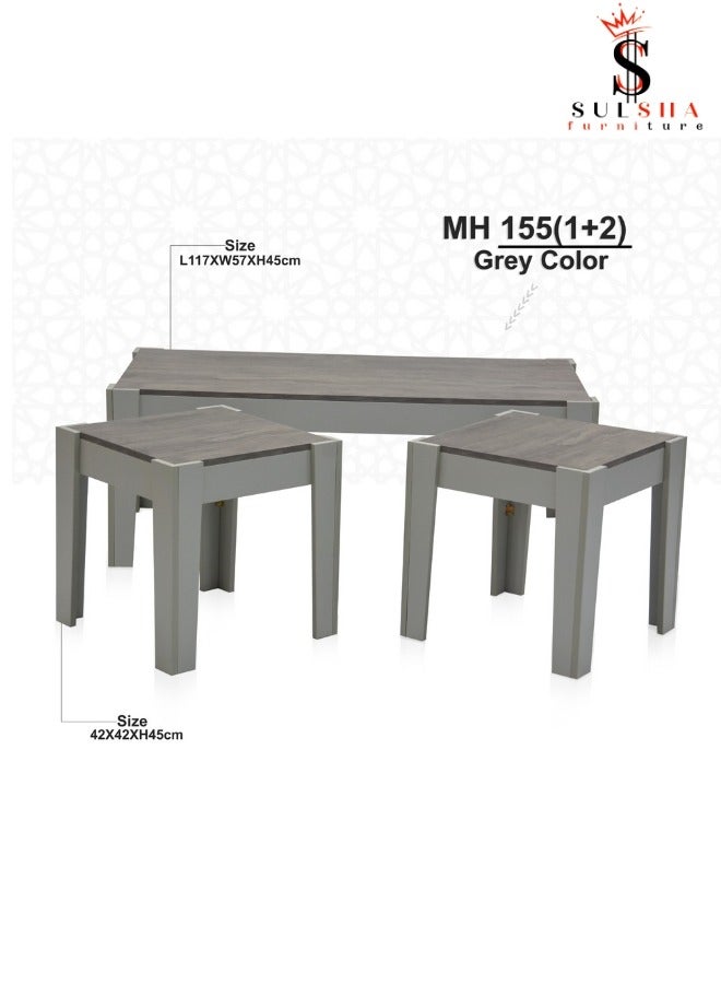 Sulsha Coffee Table , Center Table, Solid Wood Accent Table Crafted In Unique And Quality Material Grey Colour