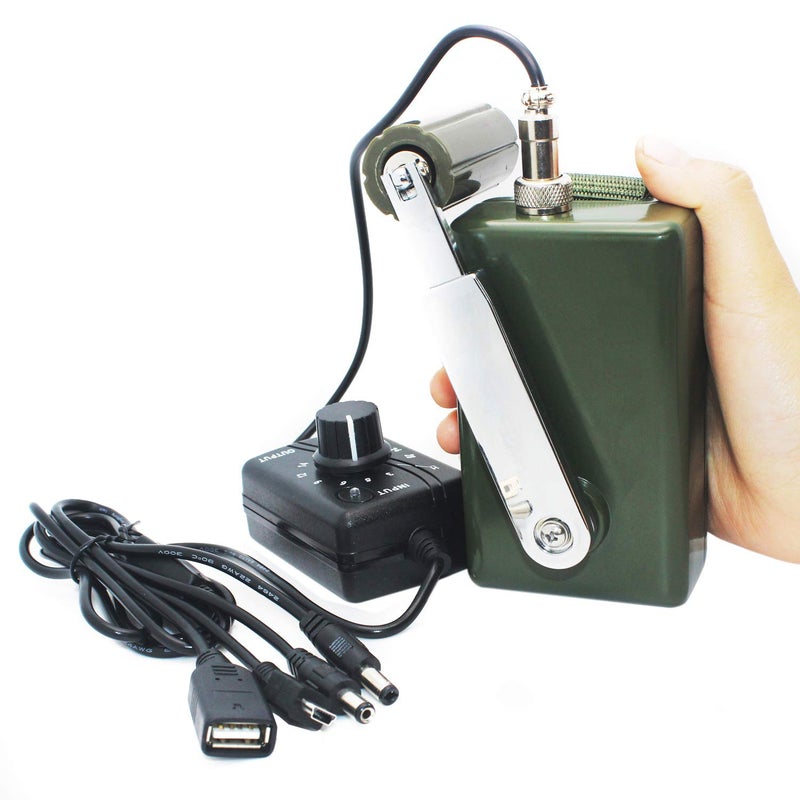 HUABAN Hand Crank Generator High Power Charger for Outdoor Mobile Phone Computer Charging 30W / 0-28V with USB Plug (Green Generator + DC Regulator) - Image 4