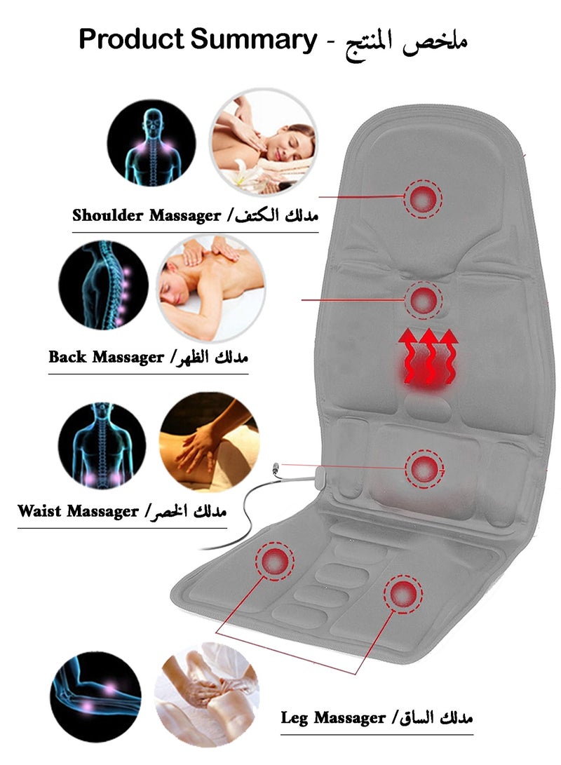 Toshionics Electric Portable Seat Massager Car Home Office With Vibration Heating Modes For Neck Back Shoulder Thigh Waist Relief Relaxation And Stress Elimination - Image 2