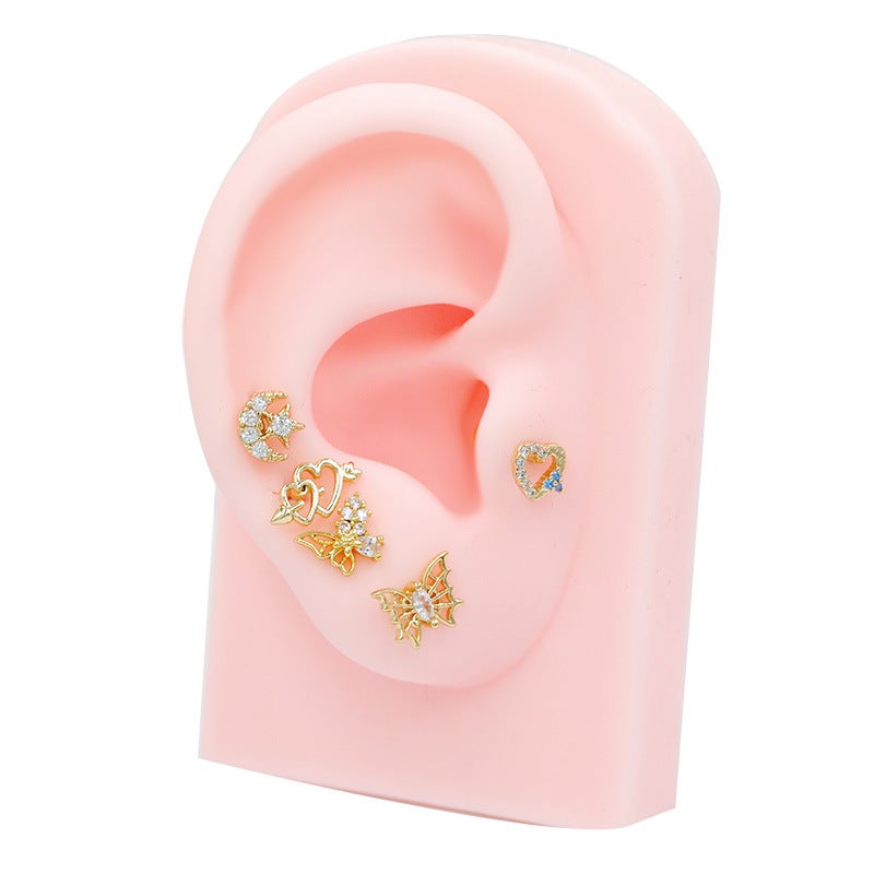 Gabei High-Grade Luxury Butterfly Ear Bone Nail Heart-Shaped Ear Nail Exported To Puncture Factory - Image 5