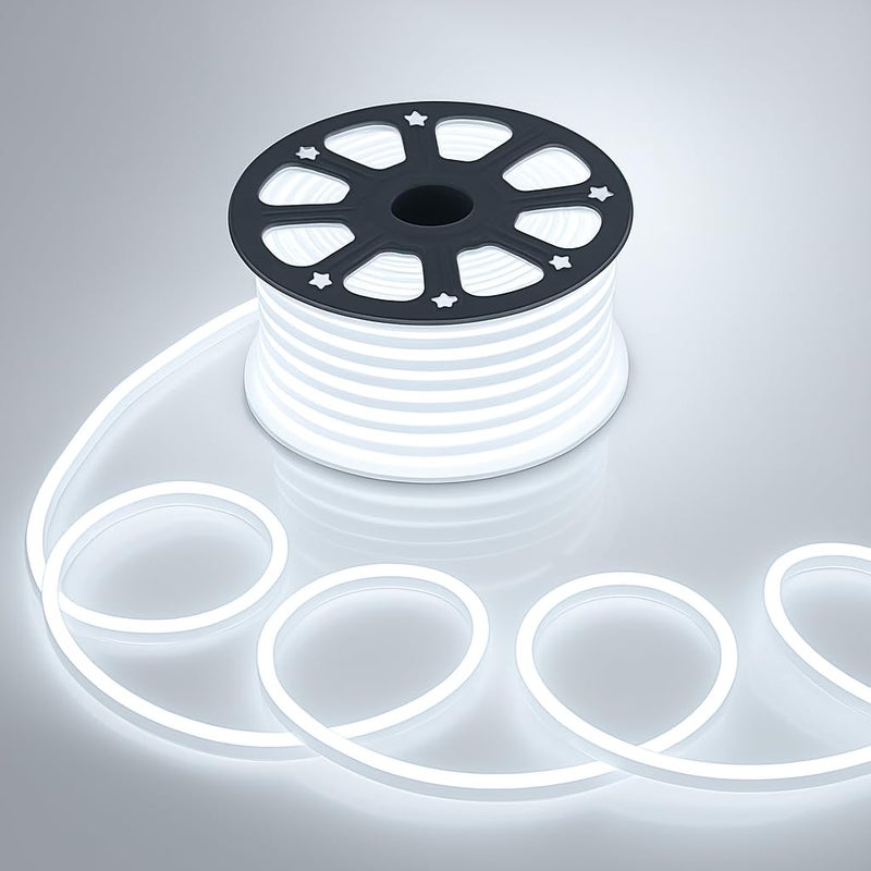 Gesto 16.4 Ft Neon LED Strip Light with 12V Adapter | Waterproof, Flexible & Cuttable Rope Light for Diwali Decor, Wall Decor, Indoor Outdoor Lighting, Neon Sign Board & Custom Name Design – White - Image 2