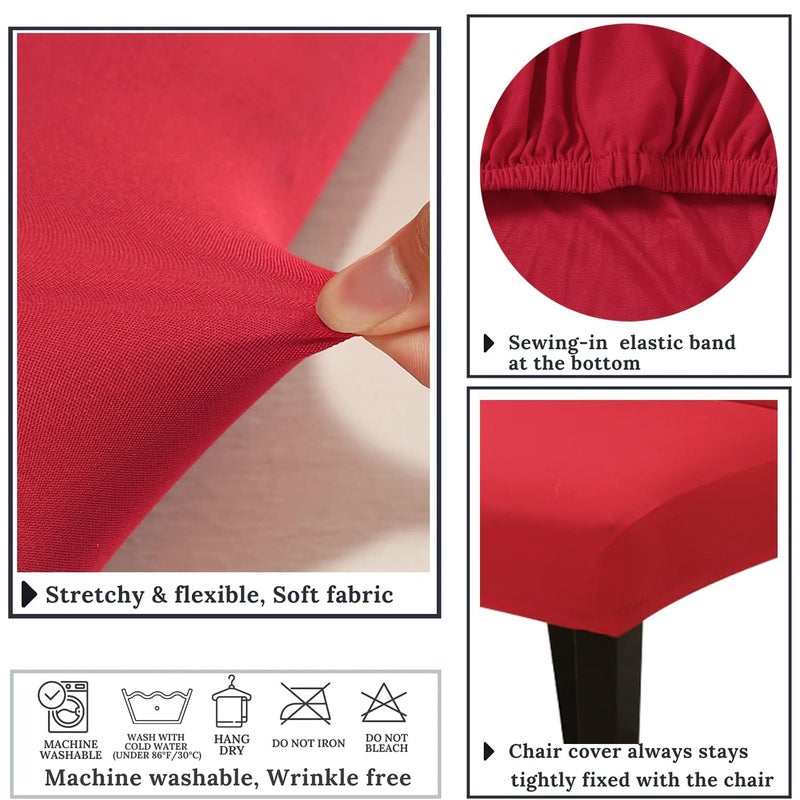 DLMWELL Stretch Chair Covers Slipcovers Set of 4 red Stretchable Dining Chair Slipcover Washable Removable for Kitchen Hotel Restaurant - Image 5