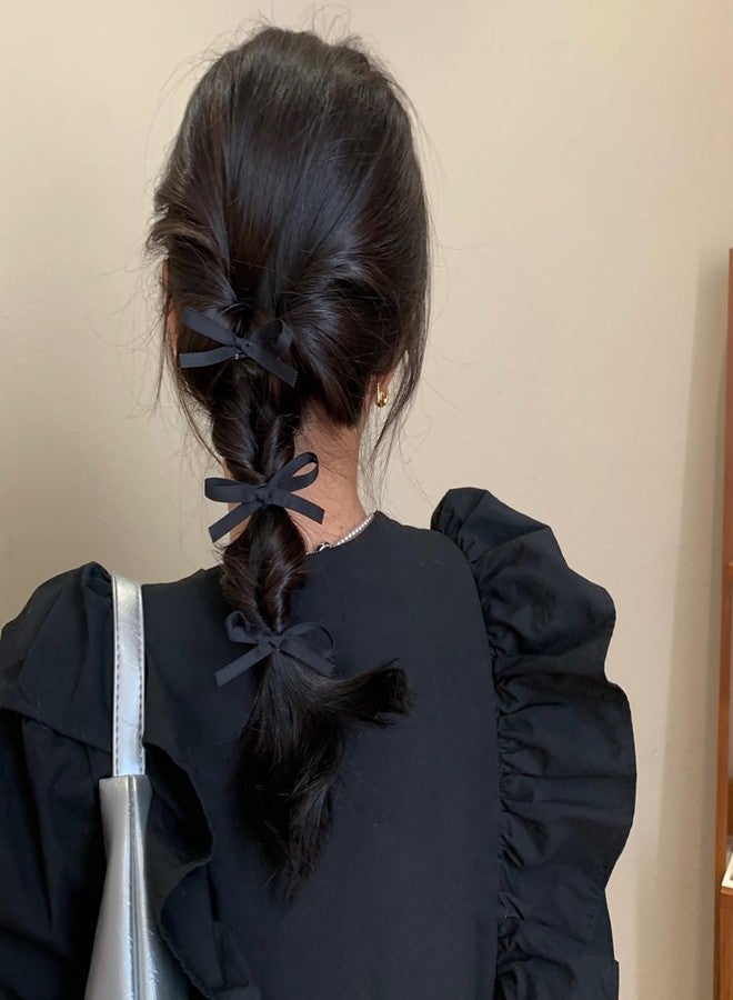 Cerun 10PCS Luxury Hair Clip, Black 10mm Double-Sided Satin Ribbon Hair Bows & Clips for Women Girls Toddlers Tiny Bow Claw Clip for Thick Fine Hair - Image 3