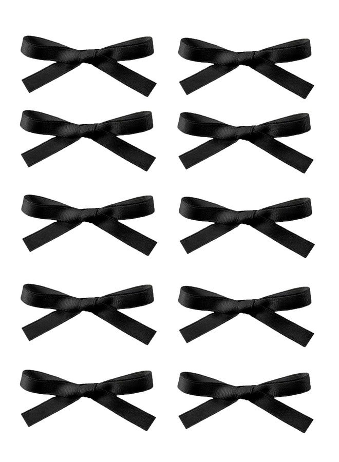 Cerun 10PCS Luxury Hair Clip, Black 10mm Double-Sided Satin Ribbon Hair Bows & Clips for Women Girls Toddlers Tiny Bow Claw Clip for Thick Fine Hair - Image 1