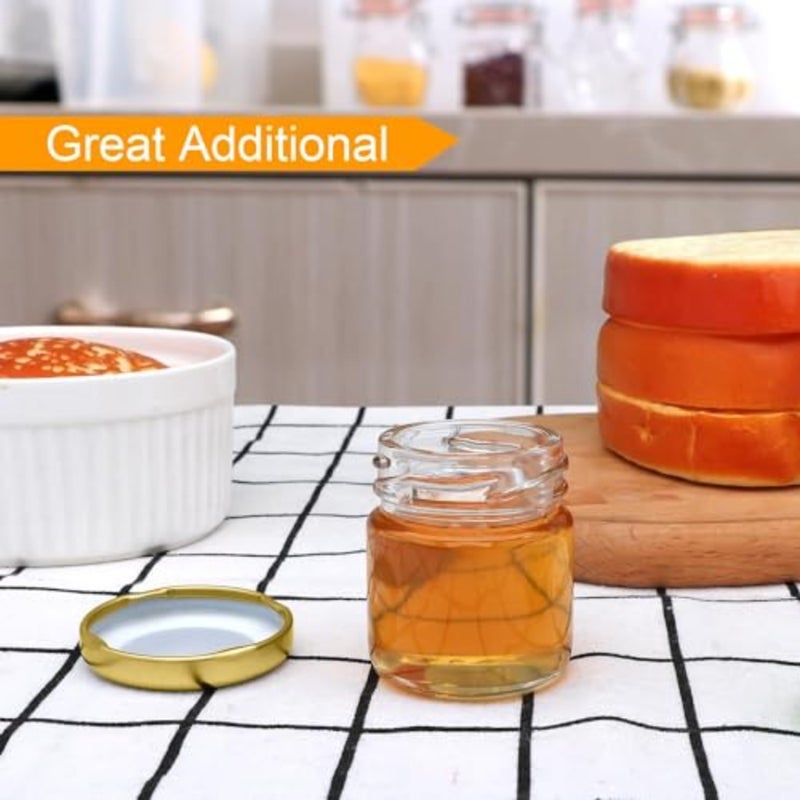 Mini Glass Jars Set - Bulk Pack of 20Small Containers with Lids 1.5 oz Clear Glass Bottles for Honey, Jams, Crafts and Wedding Favors Airtight, Reusablebaihuo - Image 5