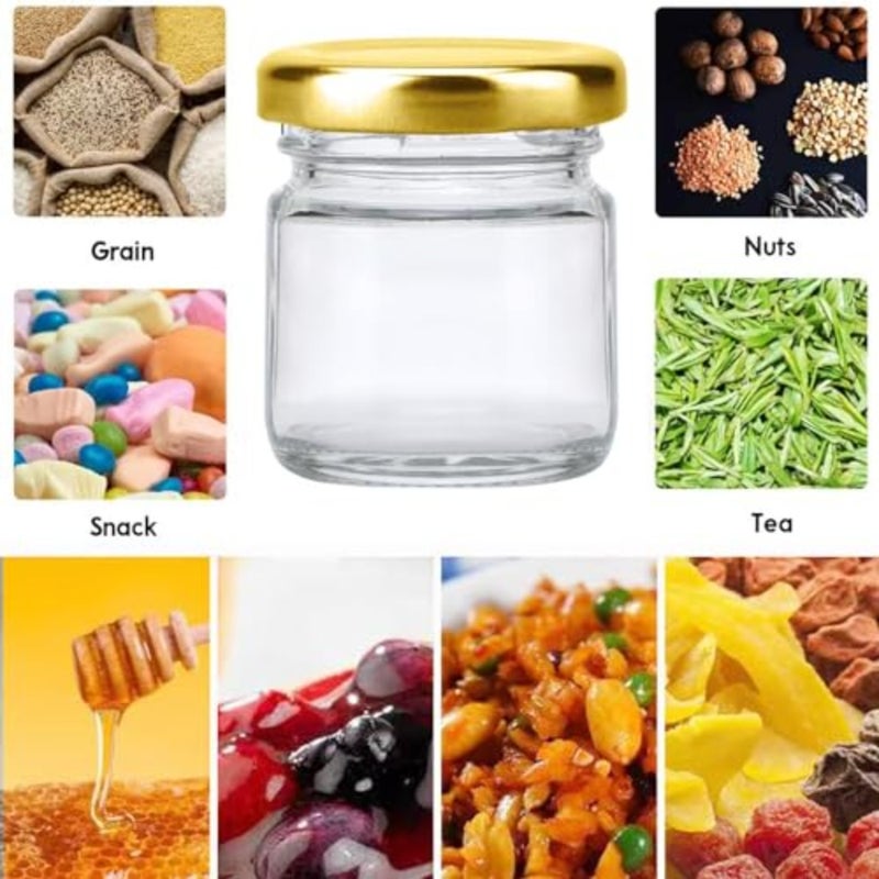 Mini Glass Jars Set - Bulk Pack of 20Small Containers with Lids 1.5 oz Clear Glass Bottles for Honey, Jams, Crafts and Wedding Favors Airtight, Reusablebaihuo - Image 2