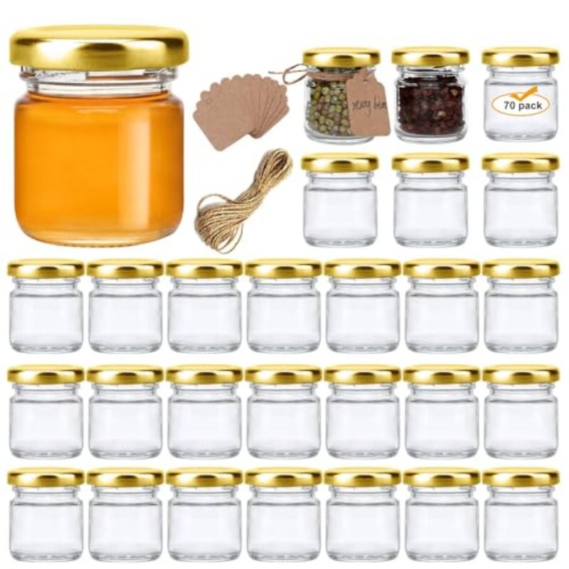 Mini Glass Jars Set - Bulk Pack of 20Small Containers with Lids 1.5 oz Clear Glass Bottles for Honey, Jams, Crafts and Wedding Favors Airtight, Reusablebaihuo - Image 1