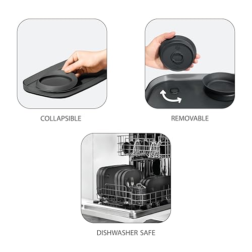 Madesmart طبق ميدسمارت القابل لإعادة الاستخدام/صينية تقديم للمقبلات والوجبات الخفيفة، صينية تقديم آمنة للطعام مع وعاء غمس قابل للإزالة، كربون - Image 4