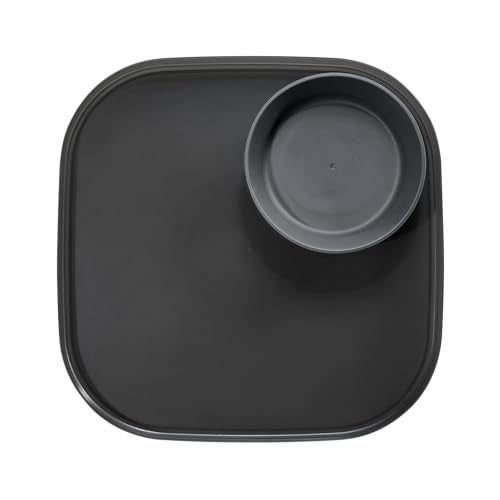 Madesmart طبق ميدسمارت القابل لإعادة الاستخدام/صينية تقديم للمقبلات والوجبات الخفيفة، صينية تقديم آمنة للطعام مع وعاء غمس قابل للإزالة، كربون - Image 2