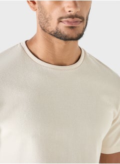 Iconic Iconic Textured Crew Neck T-shirt with Short Sleeve  - Image 3