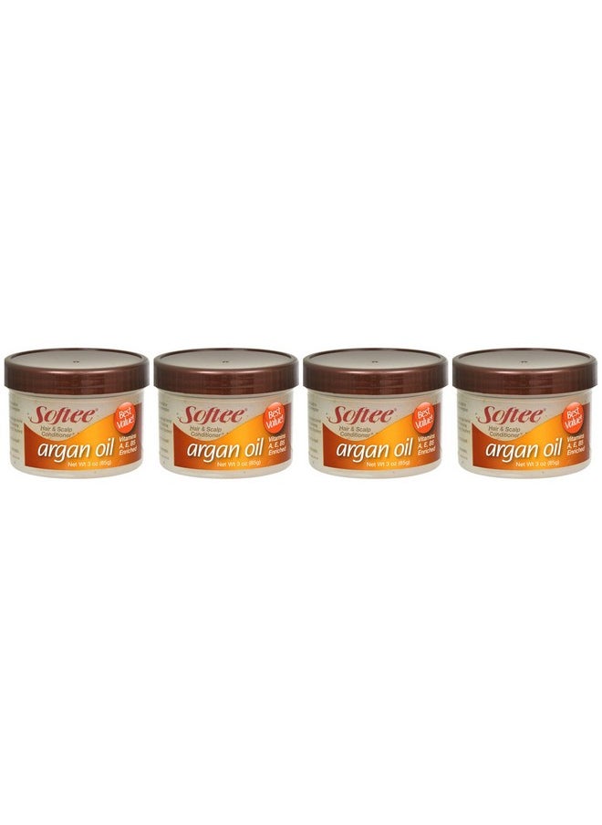 Softee Lot Of 4 Jars Of Softee Argan Oil Hair & Scalp Conditioner 3 Oz/Each Jar  - Image 1