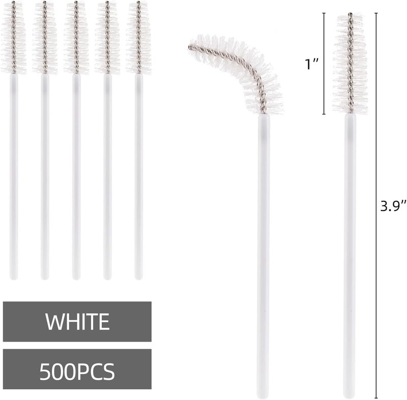 Tbestmax 500 Disposable Mascara Wands Eyelash Brush White Spoolies for Eyebrow Eye Lash Extension - Image 2