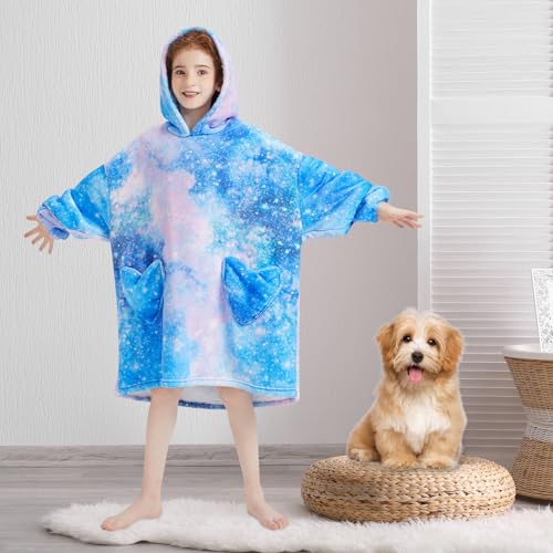 Fiosnow Galaxy Blanket Hoodies for Kids 6-13YR Oversize Wearable Blanket Hoodies for Boys Girls Teens - Image 2