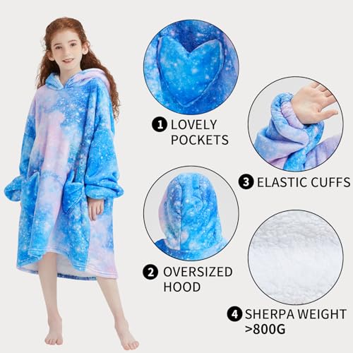 Fiosnow Galaxy Blanket Hoodies for Kids 6-13YR Oversize Wearable Blanket Hoodies for Boys Girls Teens - Image 4