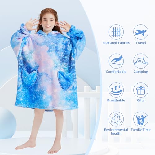 Fiosnow Galaxy Blanket Hoodies for Kids 6-13YR Oversize Wearable Blanket Hoodies for Boys Girls Teens - Image 3