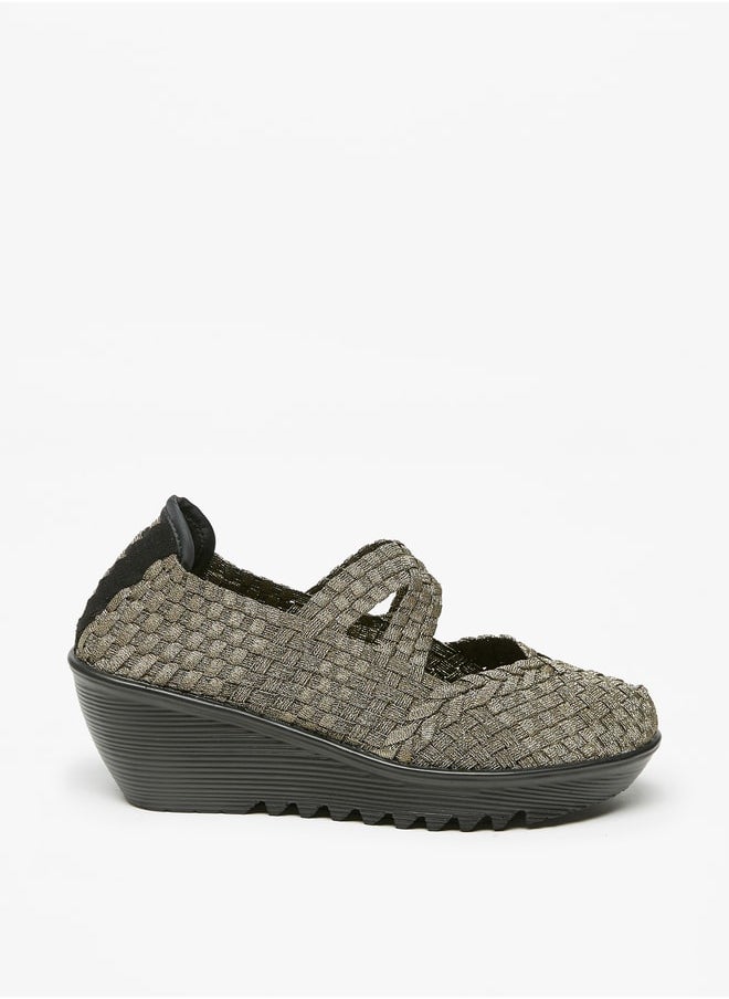 Flora Bella By Shoexpress Women's Textured Slip-On Shoes With Wedge Heels  - Image 1