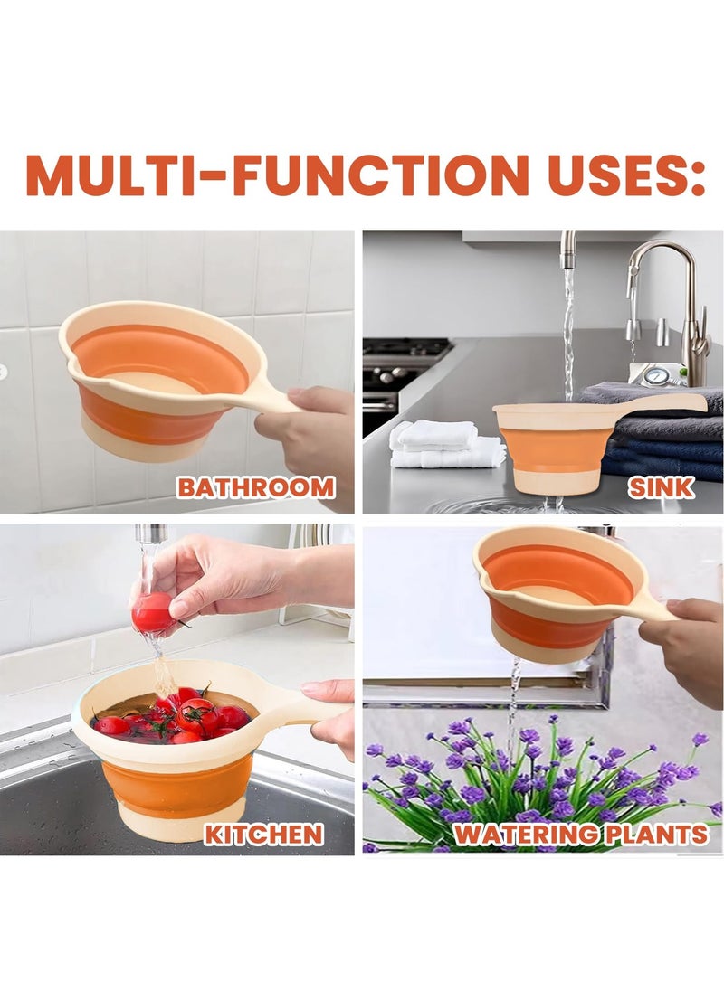 LIMITLESS Limitless Folding Water Scoop Thickened Anti-skid Long Handle Foldable Ladle - Household Water Ladle for Bucket with Handle Durable Kitchen Gadget Supplies Tools (Orange)  - Image 3