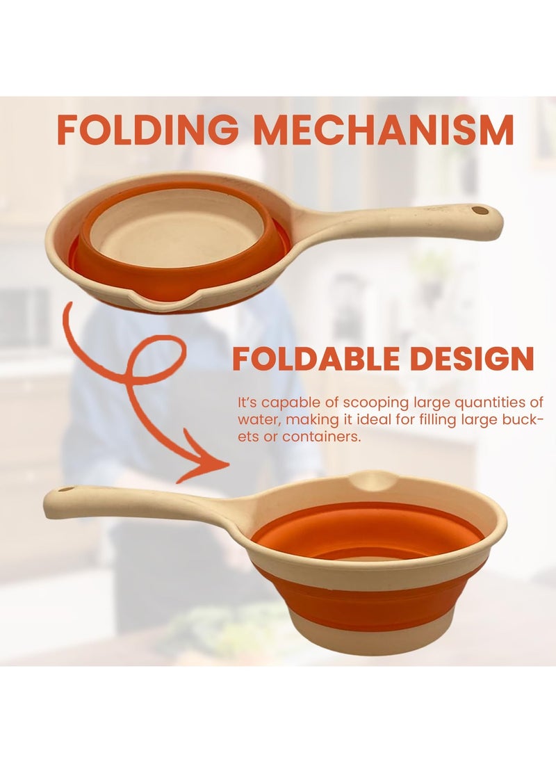 LIMITLESS Limitless Folding Water Scoop Thickened Anti-skid Long Handle Foldable Ladle - Household Water Ladle for Bucket with Handle Durable Kitchen Gadget Supplies Tools (Orange)  - Image 4