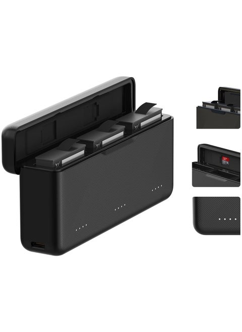 TELESIN Osmo Action 3/4/5 Pro Battery Charger for DJI Action 5 Pro Triple Slot PD 30W Fast Charging Case with Type-C Cord Batteries Case Fully Compatible with DJI Osmo Action 3/4/5 Pro Extreme Battery