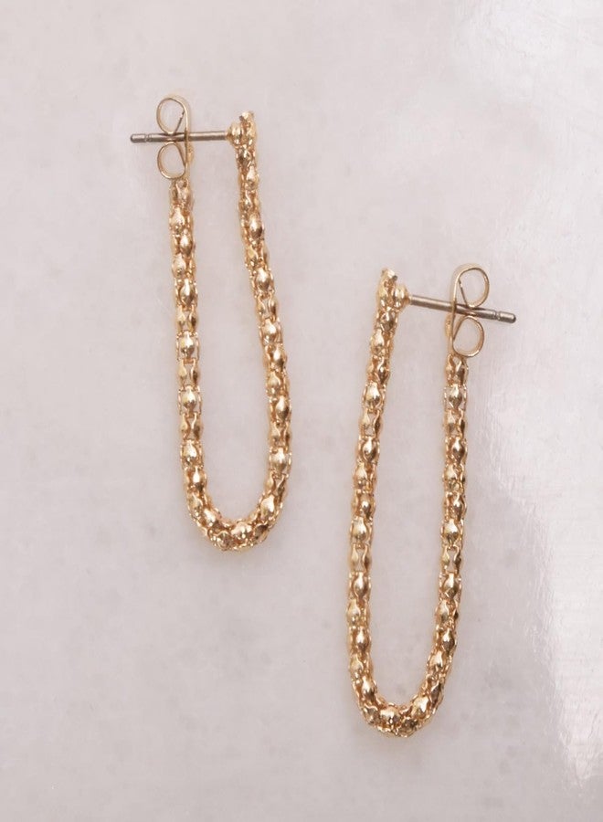 هامبل شيك نيويورك أقراط سلسلة ذهبية اللون للنساء - أقراط سلسلة متدلية ذهبية اللون للنساء، أقراط متدلية بسيطة وأنيقة، أقراط متدلية رقيقة على شكل دمعة، أقراط متدلية فريدة من نوعها - Image 3