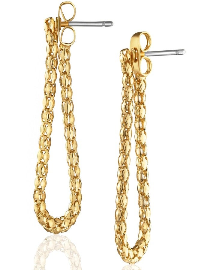 هامبل شيك نيويورك أقراط سلسلة ذهبية اللون للنساء - أقراط سلسلة متدلية ذهبية اللون للنساء، أقراط متدلية بسيطة وأنيقة، أقراط متدلية رقيقة على شكل دمعة، أقراط متدلية فريدة من نوعها - Image 1