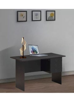 AL WADI FURNITURE Compact 3 Drawer Top Lockable Wooden Office Desk Office Table Computer Table, Dark Oak - 115L x 55W x 75H cm  - Image 1