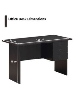 AL WADI FURNITURE Compact 3 Drawer Top Lockable Wooden Office Desk Office Table Computer Table, Dark Oak - 115L x 55W x 75H cm  - Image 2